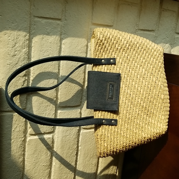 Denim & Straw Summer Shoulder Bag - Picture 1 of 9